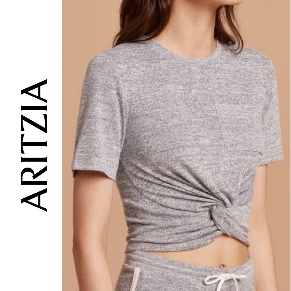 Aritzia Wilfred Free Grey Subah Knotted T-Shirt, Size XS